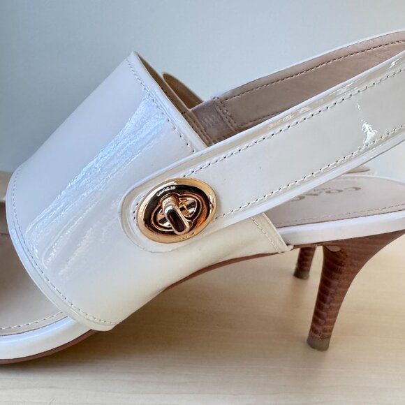 COACH Marla Nude Patent Leather Slingback Sandals | Size 10B ✨ - Picture 5 of 8